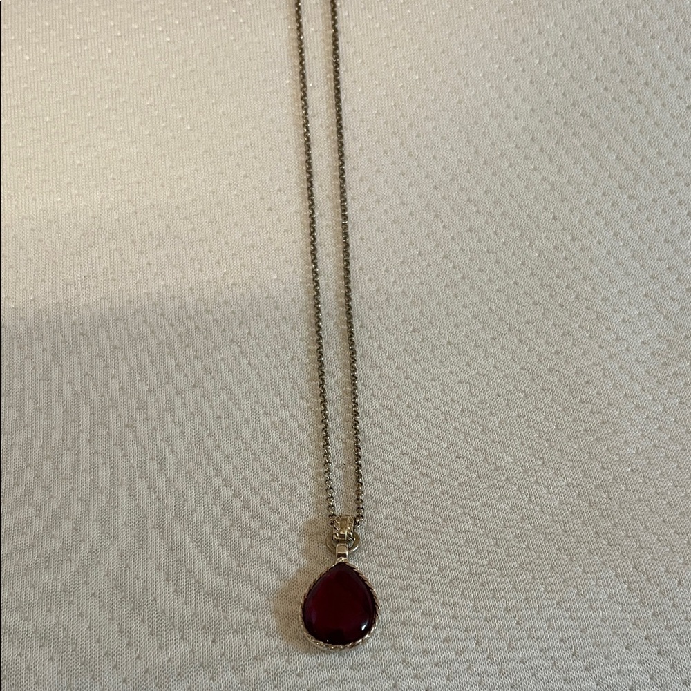 Elegant Silver Necklace with Red Pendant